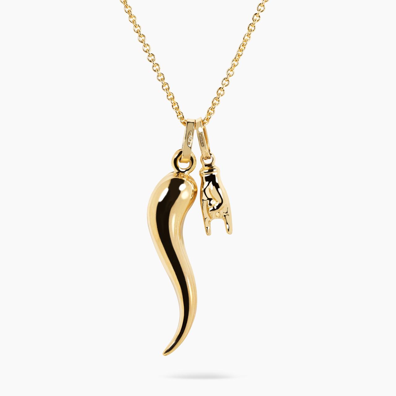 18ct yellow gold Italian horn (corno) charm 40mm