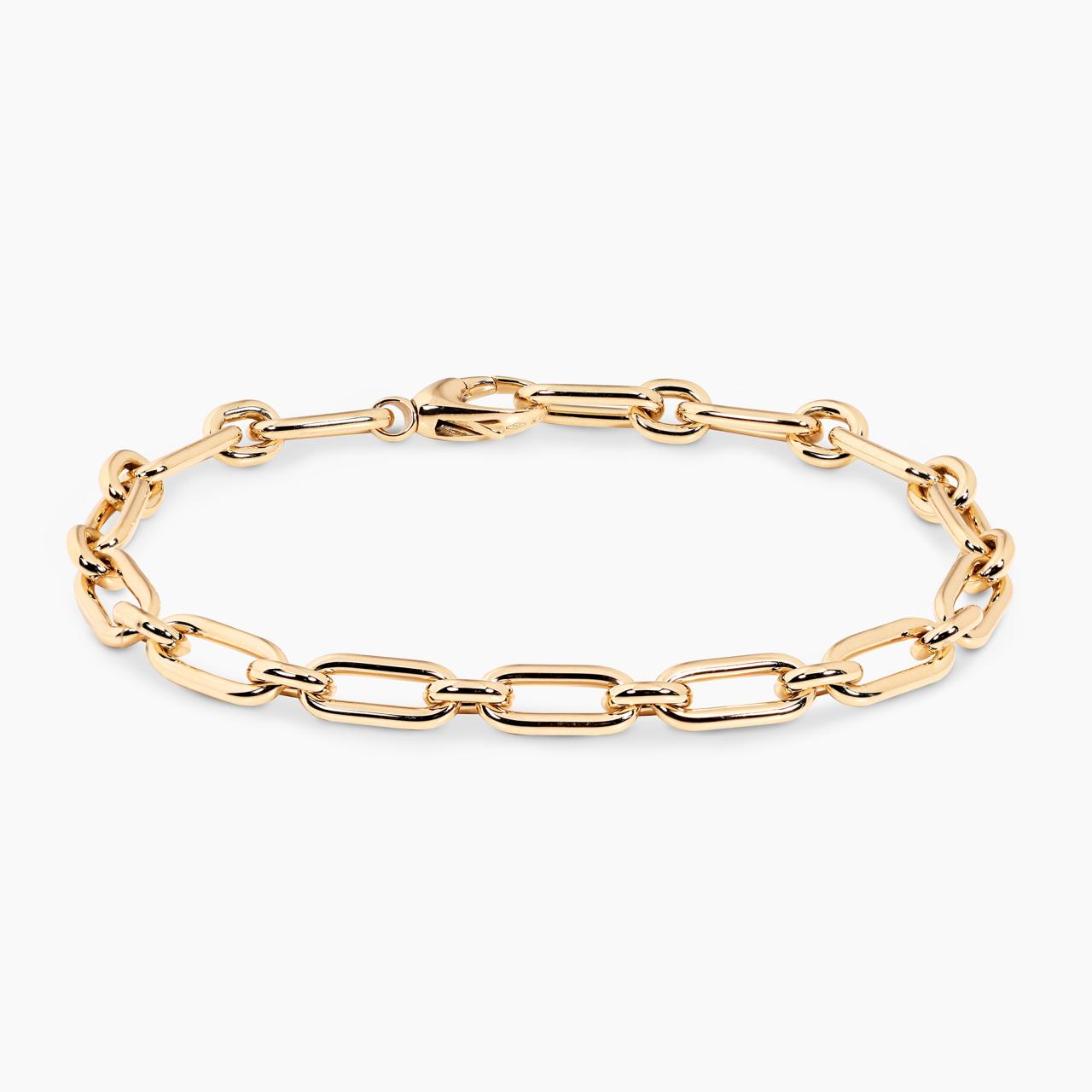 18ct yellow gold 19cm paperclip link bracelet