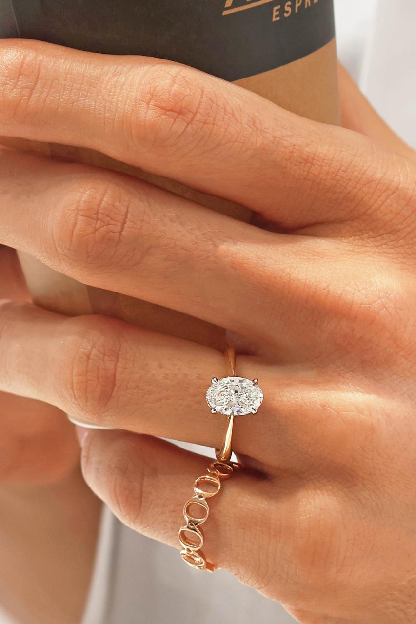 MILAN - 18ct yellow and white gold  1.51ct D VS2 oval diamond hidden halo engagement ring