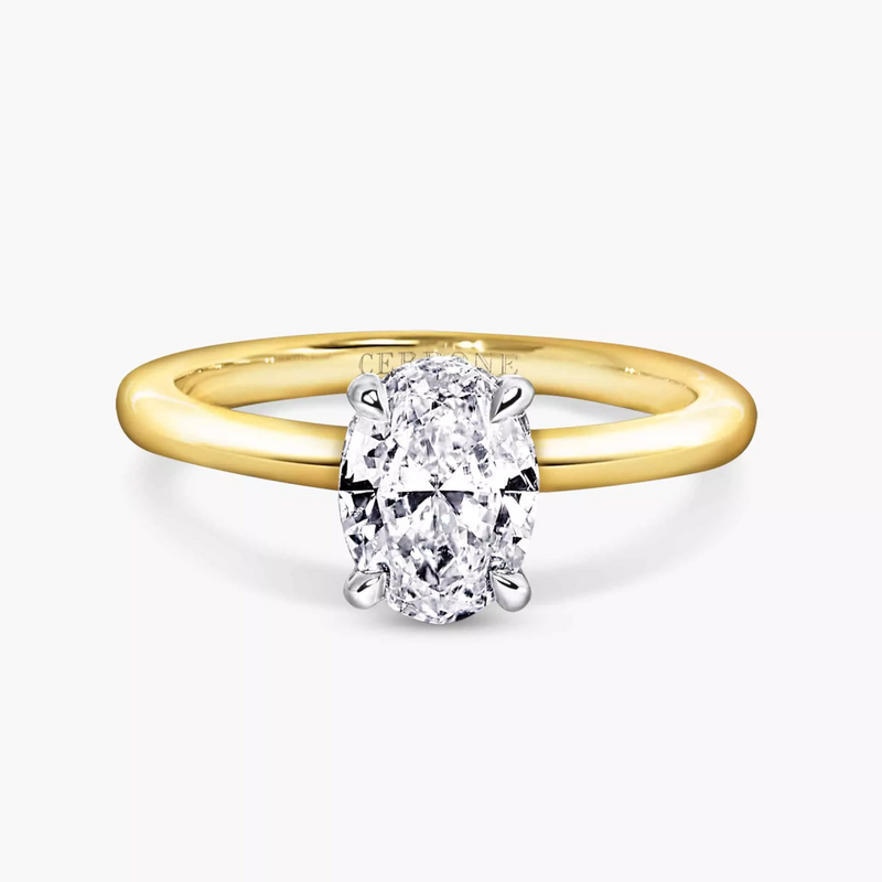 MILAN - 18ct yellow and white gold  1.51ct D VS2 oval diamond hidden halo engagement ring
