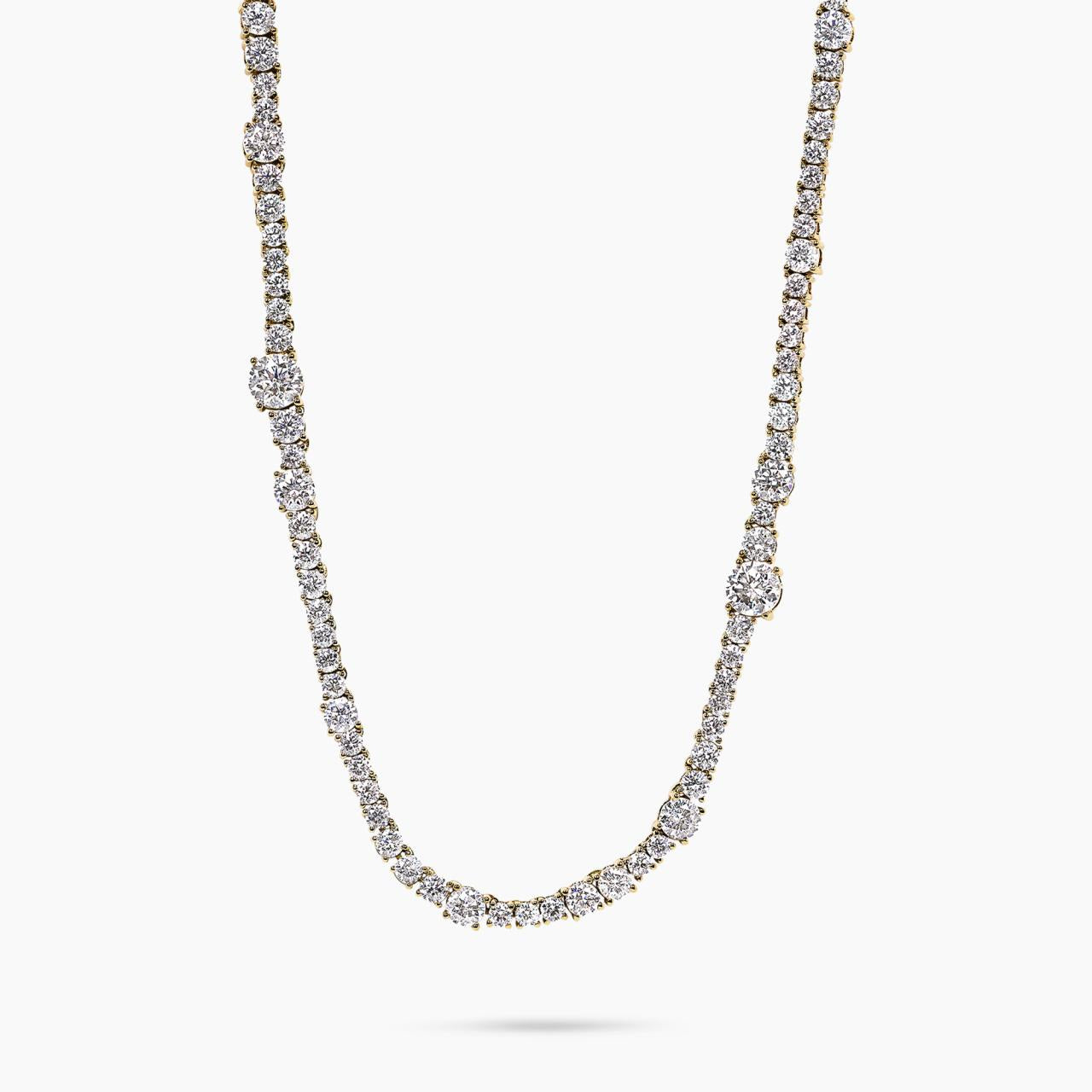 18ct yellow gold RBC diamond tennis necklace 50cm