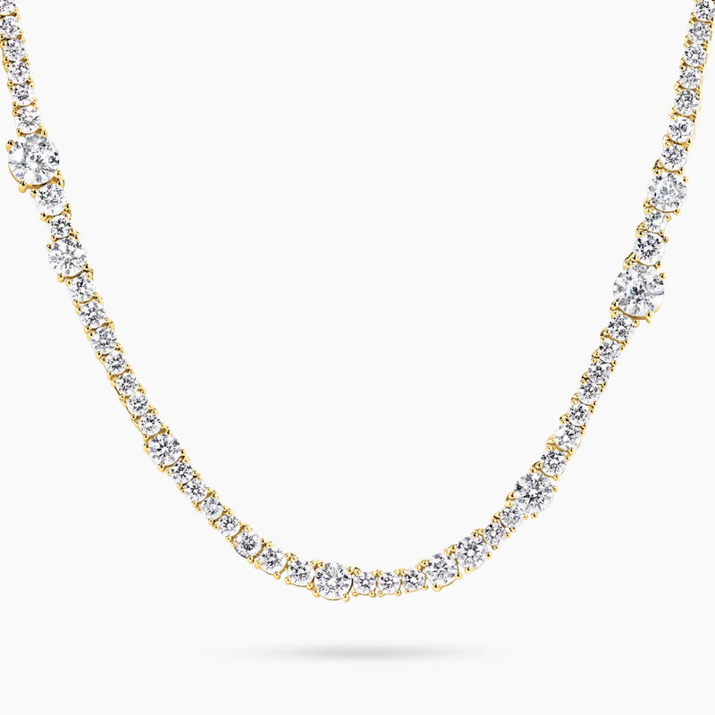 18ct yellow gold RBC diamond tennis necklace 50cm