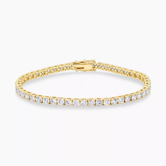 18ct yellow gold 62=5.15ct round brilliant cut diamond tennis bracelet