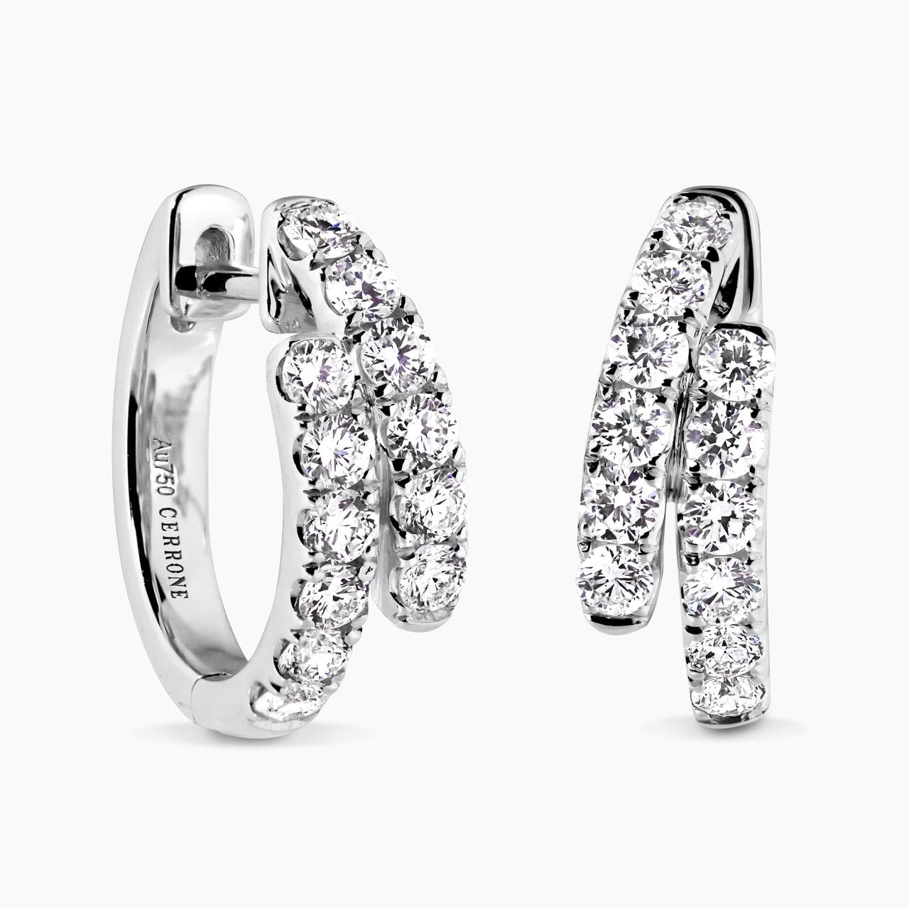 18ct white gold 0.66ct diamond claw set small hoop earrings