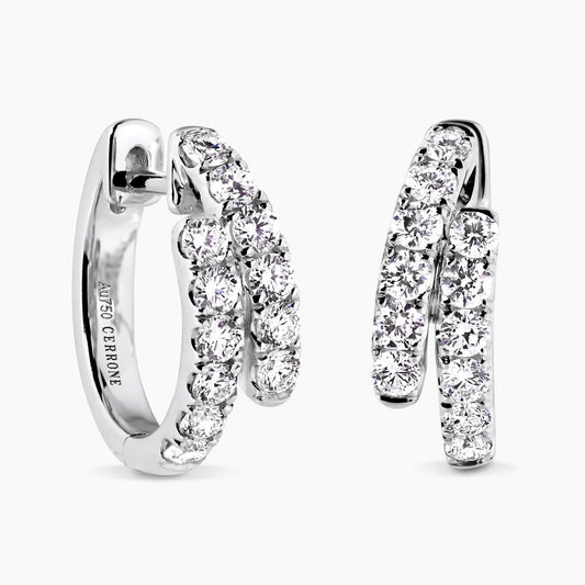 18ct white gold 0.66ct diamond claw set small hoop earrings