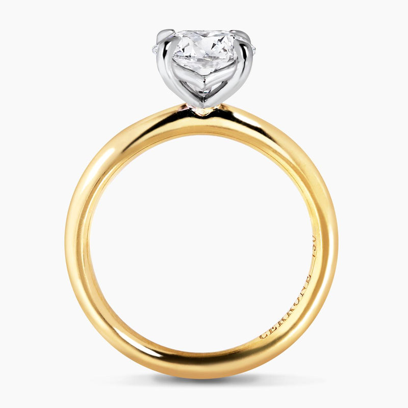 18ct yellow and white gold round brilliant cut diamond four claw solitaire ring side profile