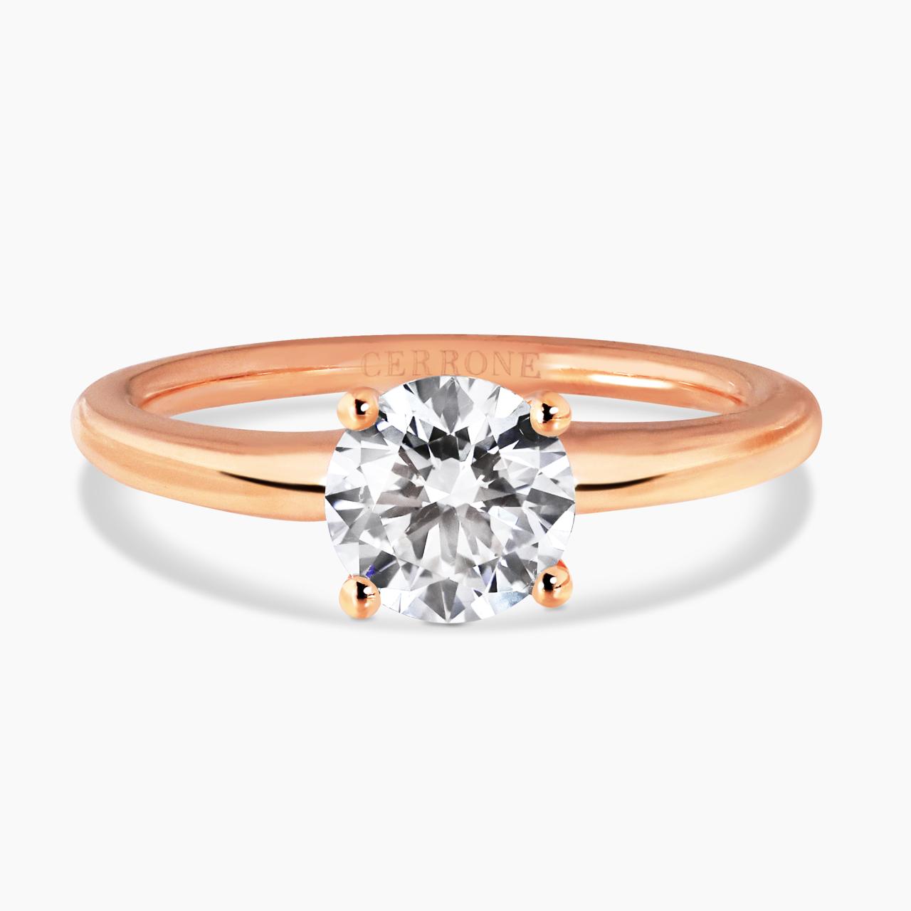 18ct rose gold 0.81ct round brilliant cut diamond four claw solitaire ring