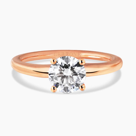 18ct rose gold 0.81ct round brilliant cut diamond four claw solitaire ring