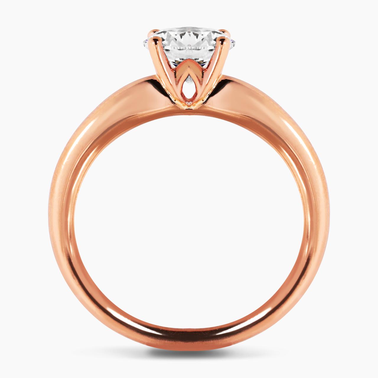 18ct rose gold 0.81ct round brilliant cut diamond four claw solitaire ring