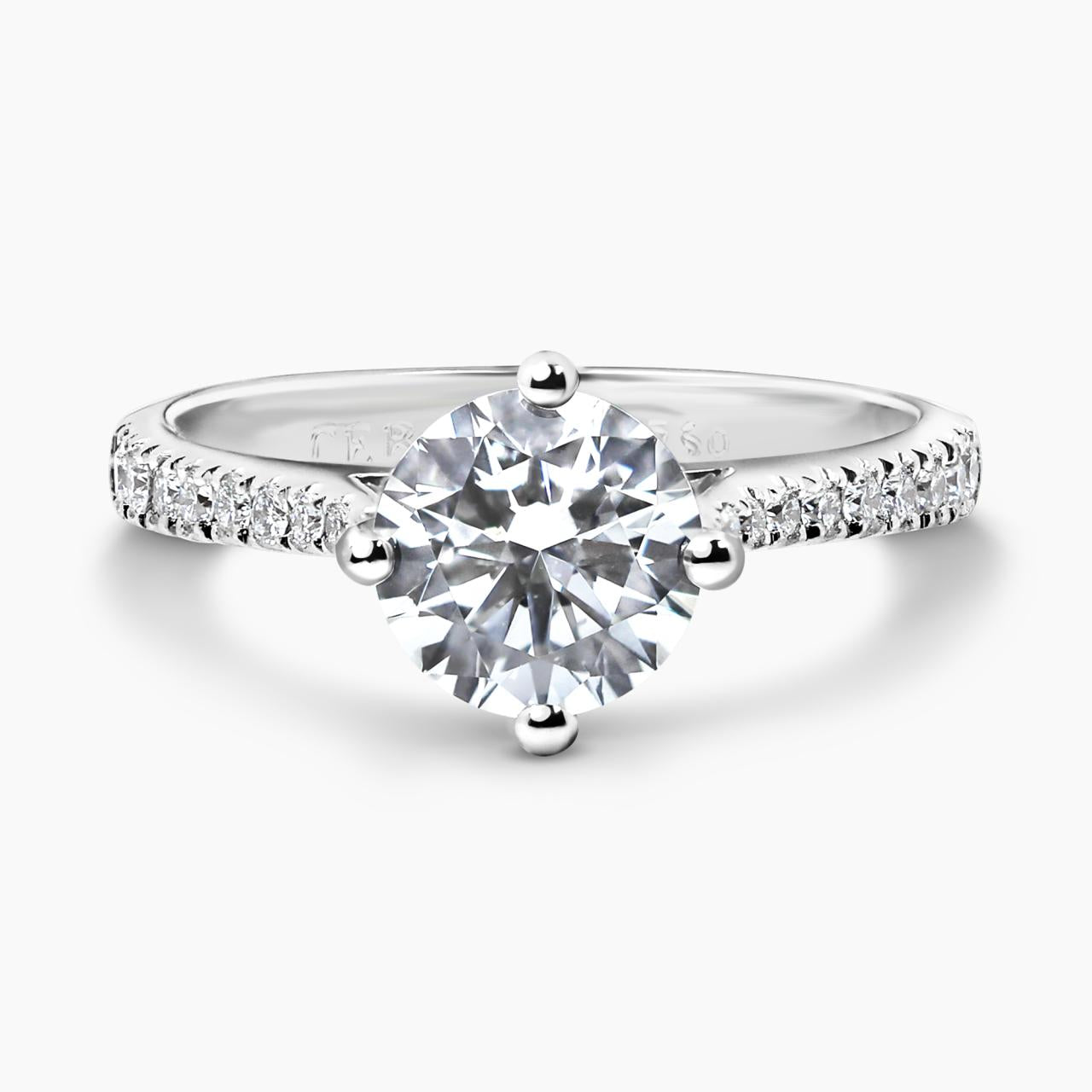 18ct white gold 1.21ct round brilliant cut diamond four claw setting diamond band ring