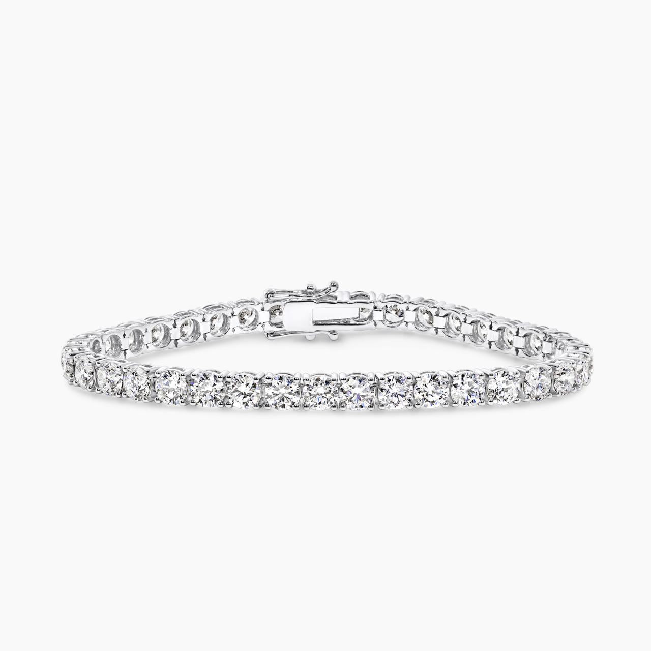 18ct white gold round brilliant cut Lab Grown Diamonds tennis bracelet in a four claw setting