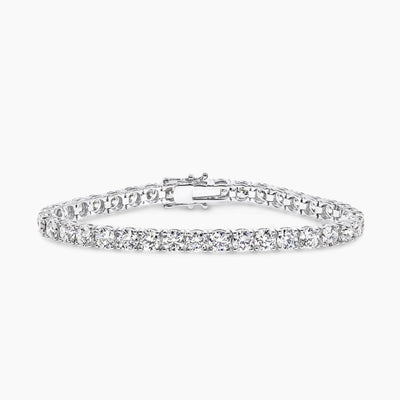 18ct white gold round brilliant cut Lab Grown Diamonds tennis bracelet in a four claw setting