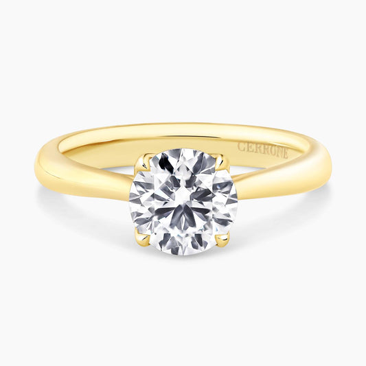 FLORENCE 18ct yellow gold round brilliant cut lab grown diamond solitaire ring in a four claw setting
