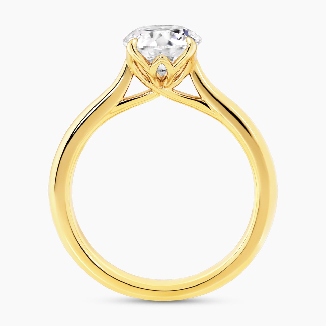 FLORENCE 18ct yellow gold 1.44ct D VVS2 round brilliant cut lab grown diamond solitaire ring in a four claw setting. IGI Cert