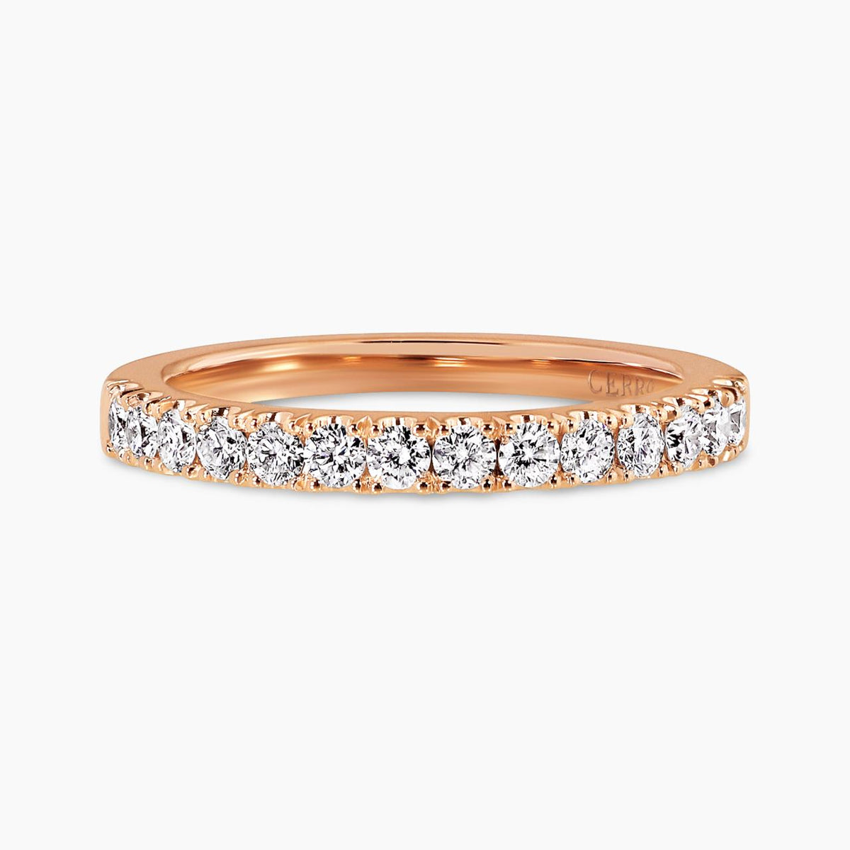 18ct rose gold round brilliant cut diamonds ring in a cut claw setting