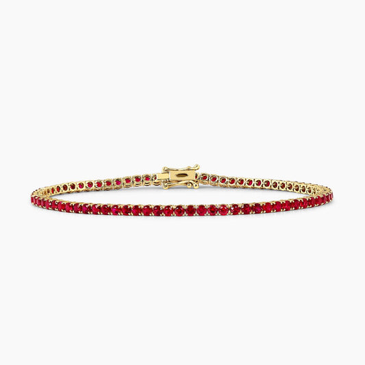 18ct yellow gold claw set ruby bracelet
