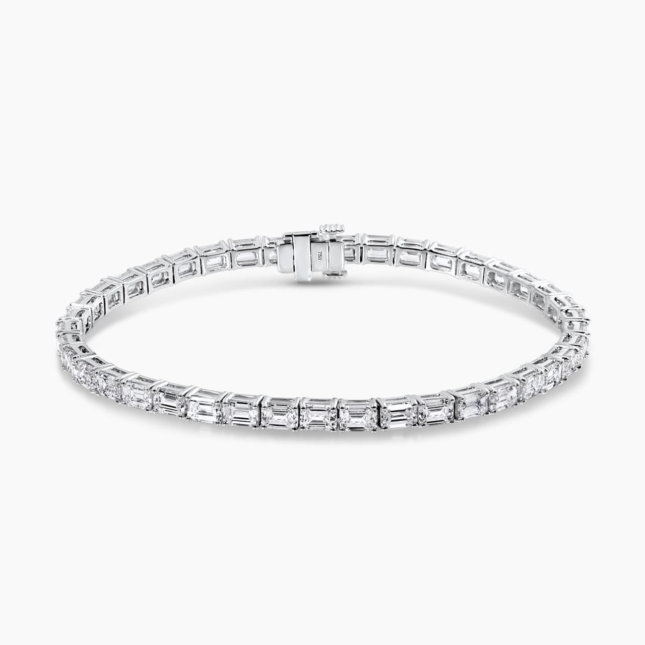 18ct white gold emerald cut diamond tennis bracelet