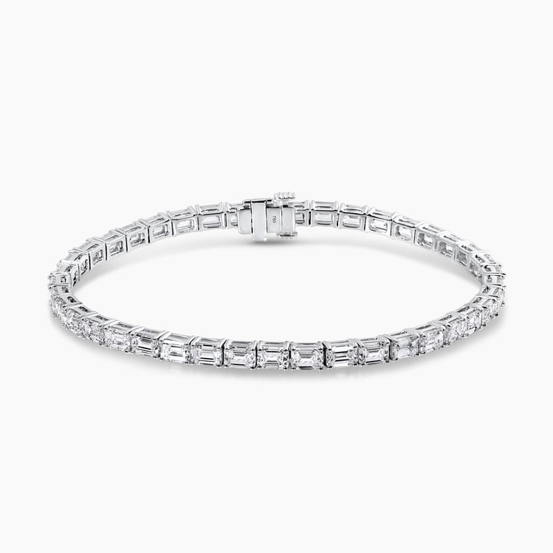 18ct white gold emerald cut diamond tennis bracelet