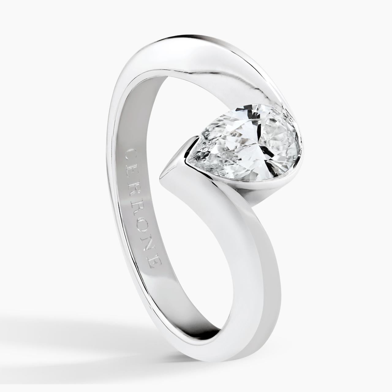 18ct white gold 1.10ct E VVS2 certified lab grown pear shaped diamond engagement ring