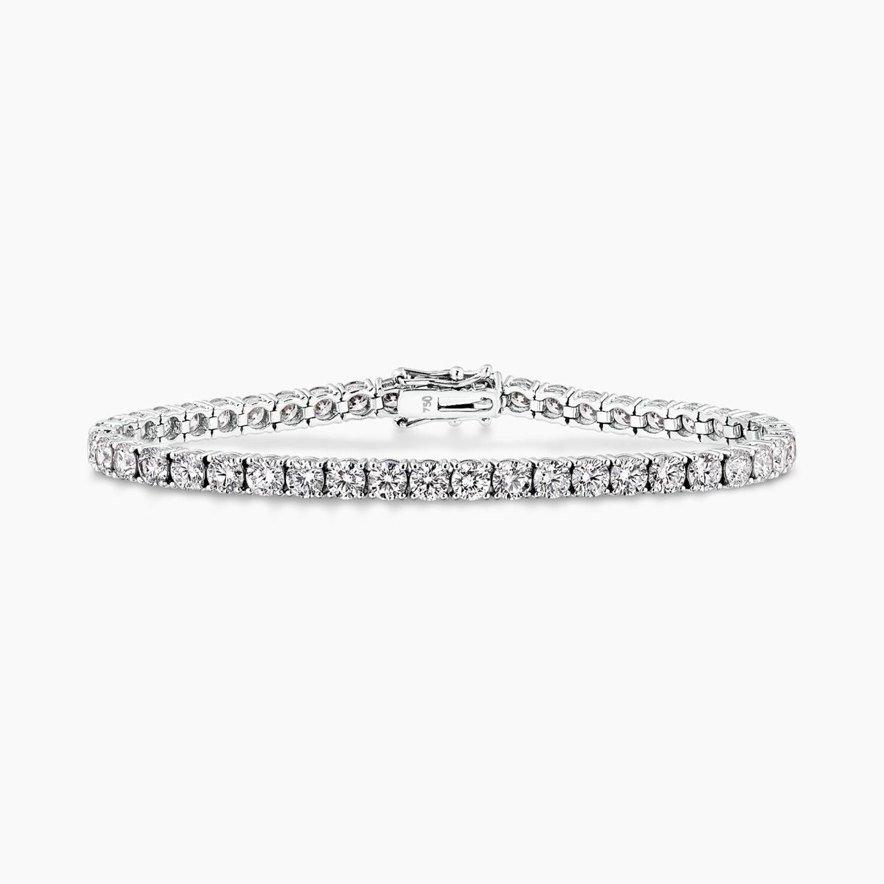 18ct white gold 45=9.31ct DEF VVS-VS round brilliant cut lab grown diamonds tennis bracelet in a four claw setting