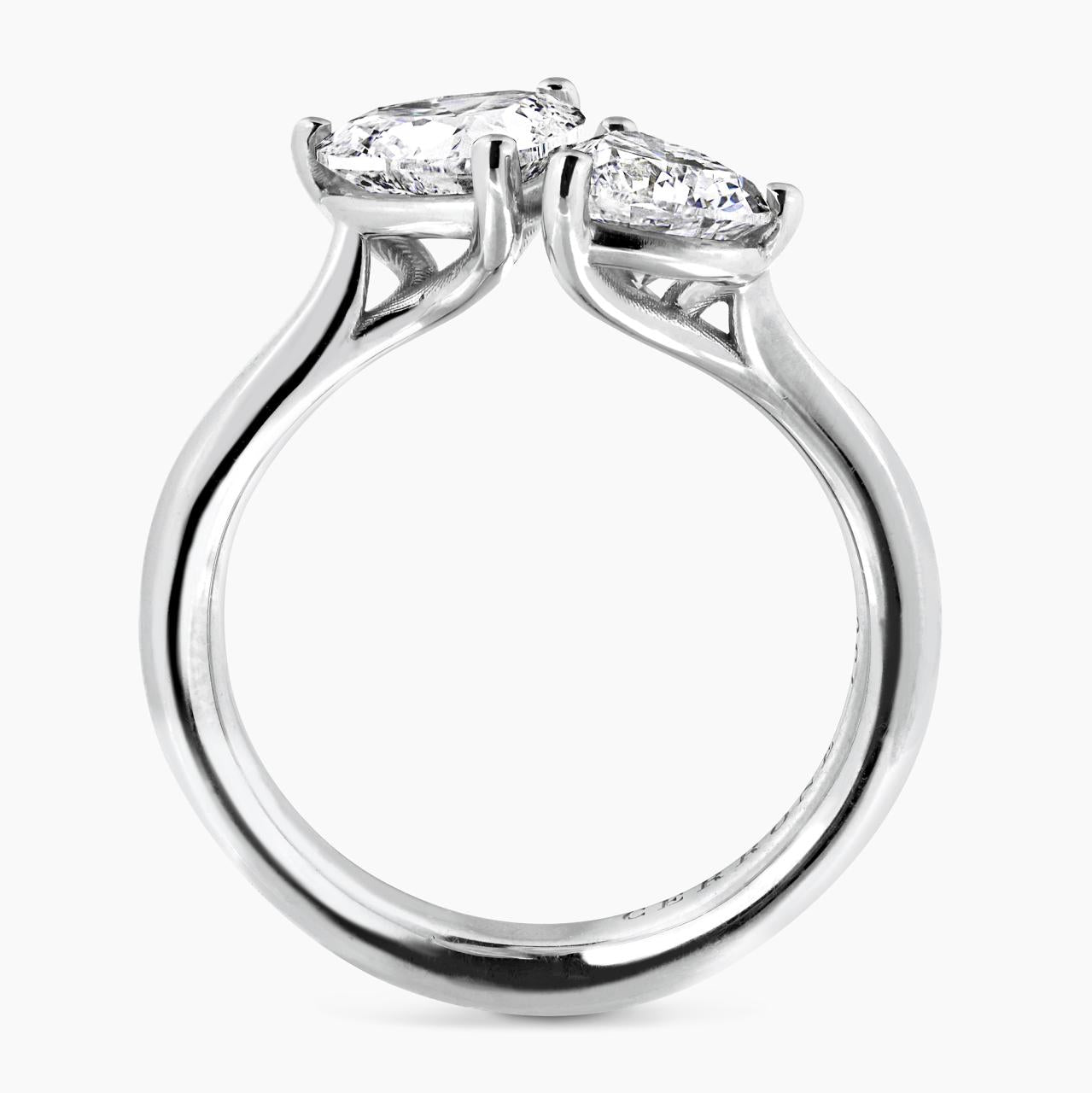 18ct white gold 1.00ct and 0.70ct heart shape diamonds ring