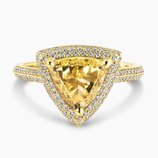 18ct yellow gold 1.31 FY SI1 triangular diamond ring. GIA Cert