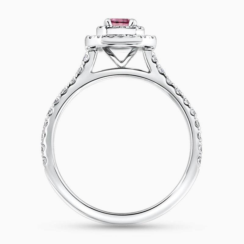 18ct white gold 0.36ct emerald cut pink diamond ring