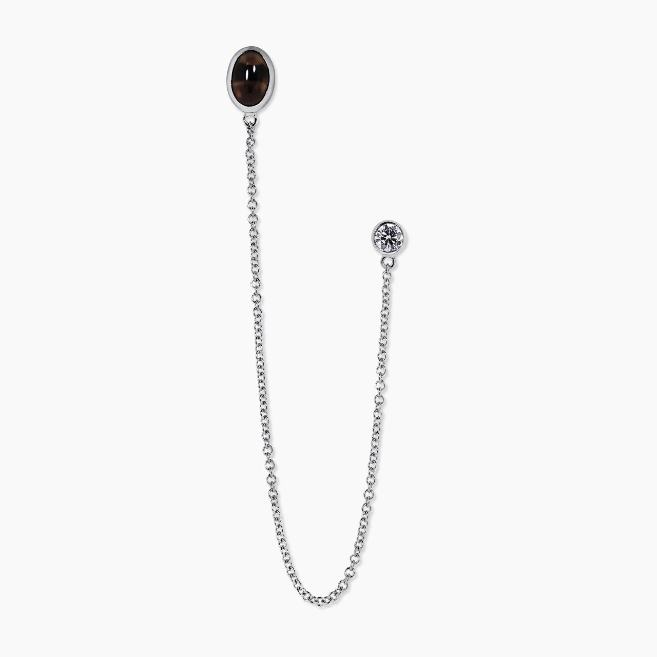 18ct white gold smokey quartz and diamond brooch