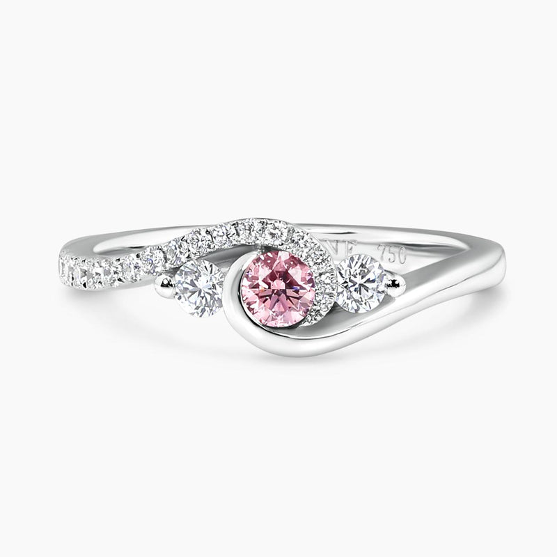 18ct white gold 0.14ct RBC Argyle Pink Diamond and RBC diamonds surrounding on a twist setting