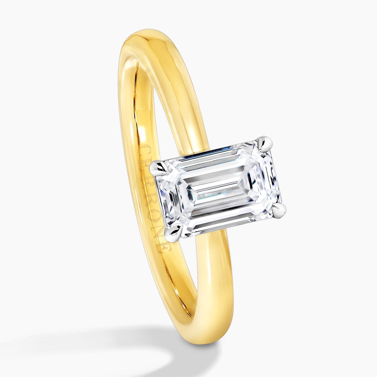 POSITANO-18ct yellow and white gold diamond solitaire engagement ring in a four claw setting. GIA Cert