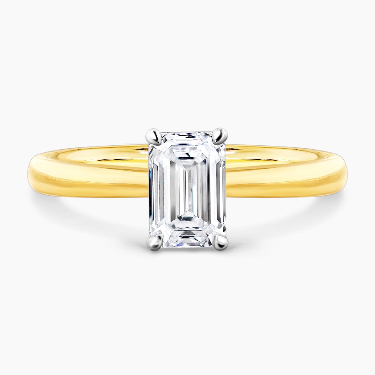 POSITANO-18ct yellow and white gold diamond solitaire engagement ring in a four claw setting. GIA Cert