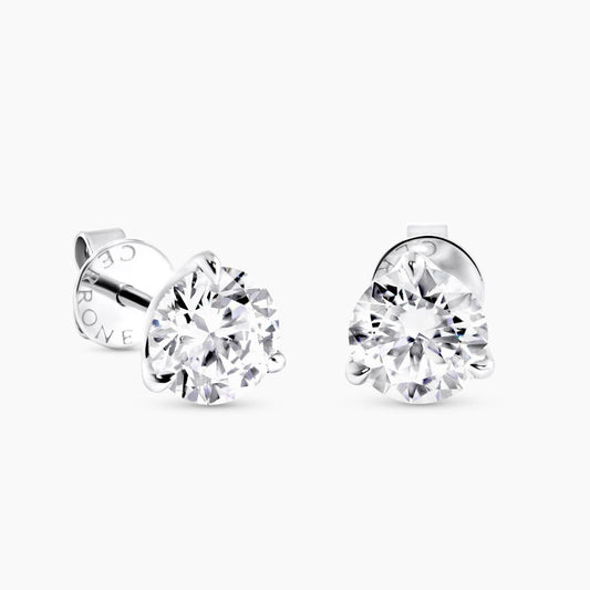18ct white gold 2=2.41ct H SI2 round brilliant cut solitaire diamond stud earrings in a three claw setting. GIA Cert