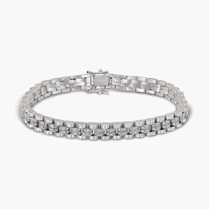 Silver link men's bracelet with Cubic Zirconia 21cm