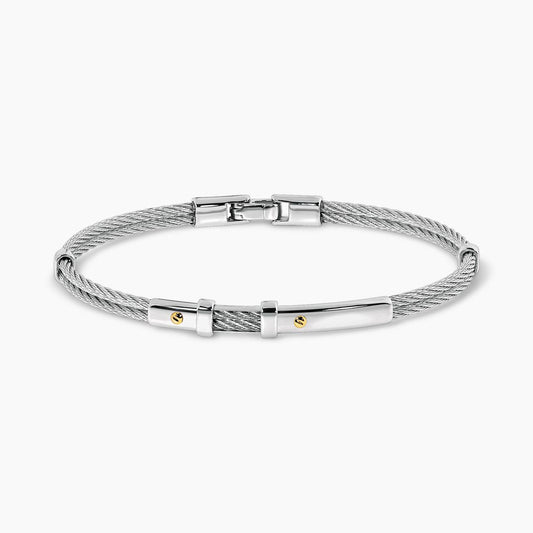 Stainless steel (white) and 18ct yellow gold men's bracelet