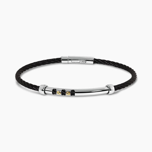 Stainless steel (black) and 18ct yellow gold men's bracelet