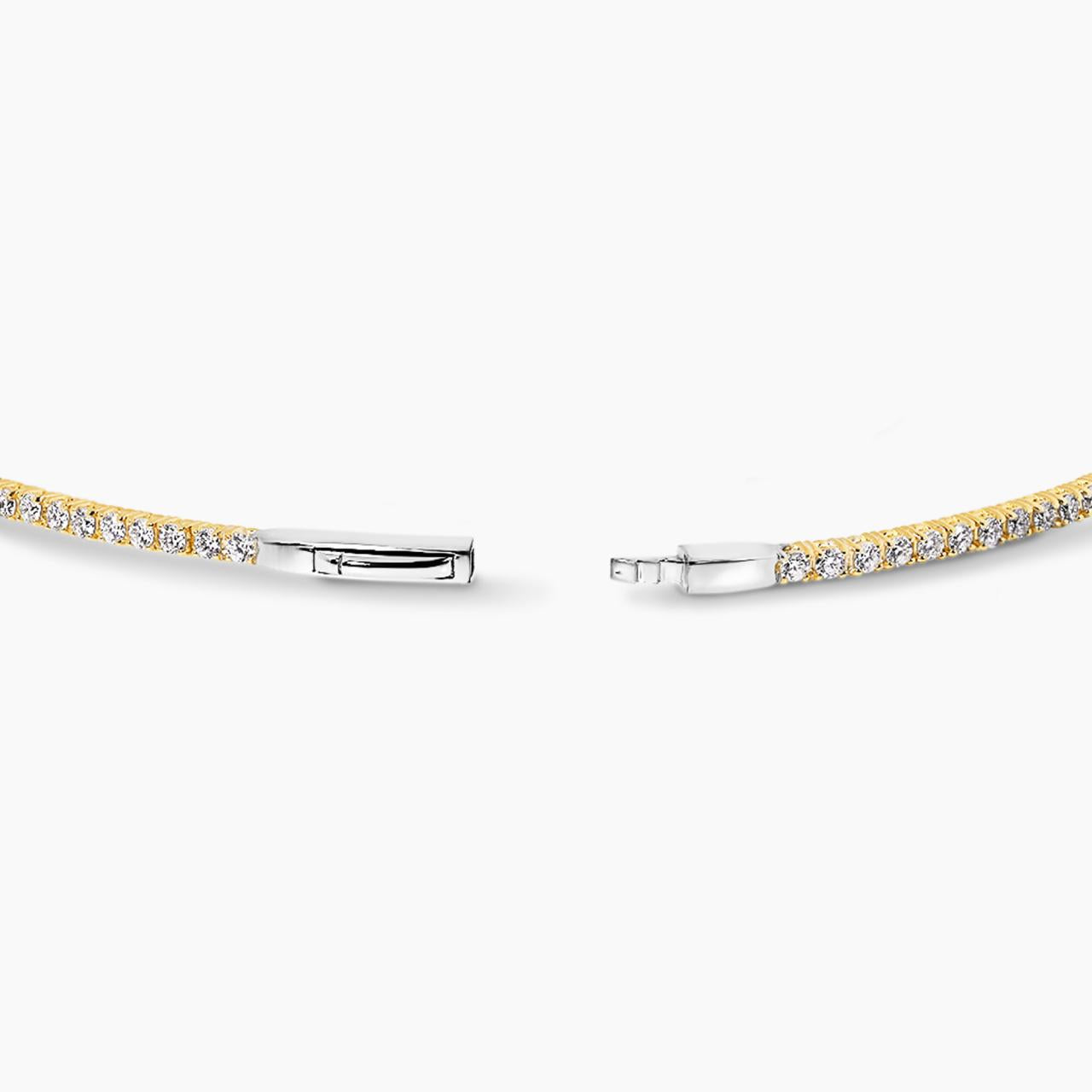 18ct rose, yellow and white gold three layered diamond claw set bangle clasp