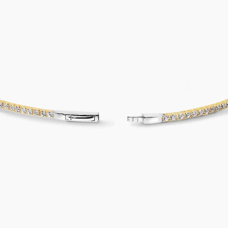 18ct rose, yellow and white gold three layered diamond claw set bangle clasp