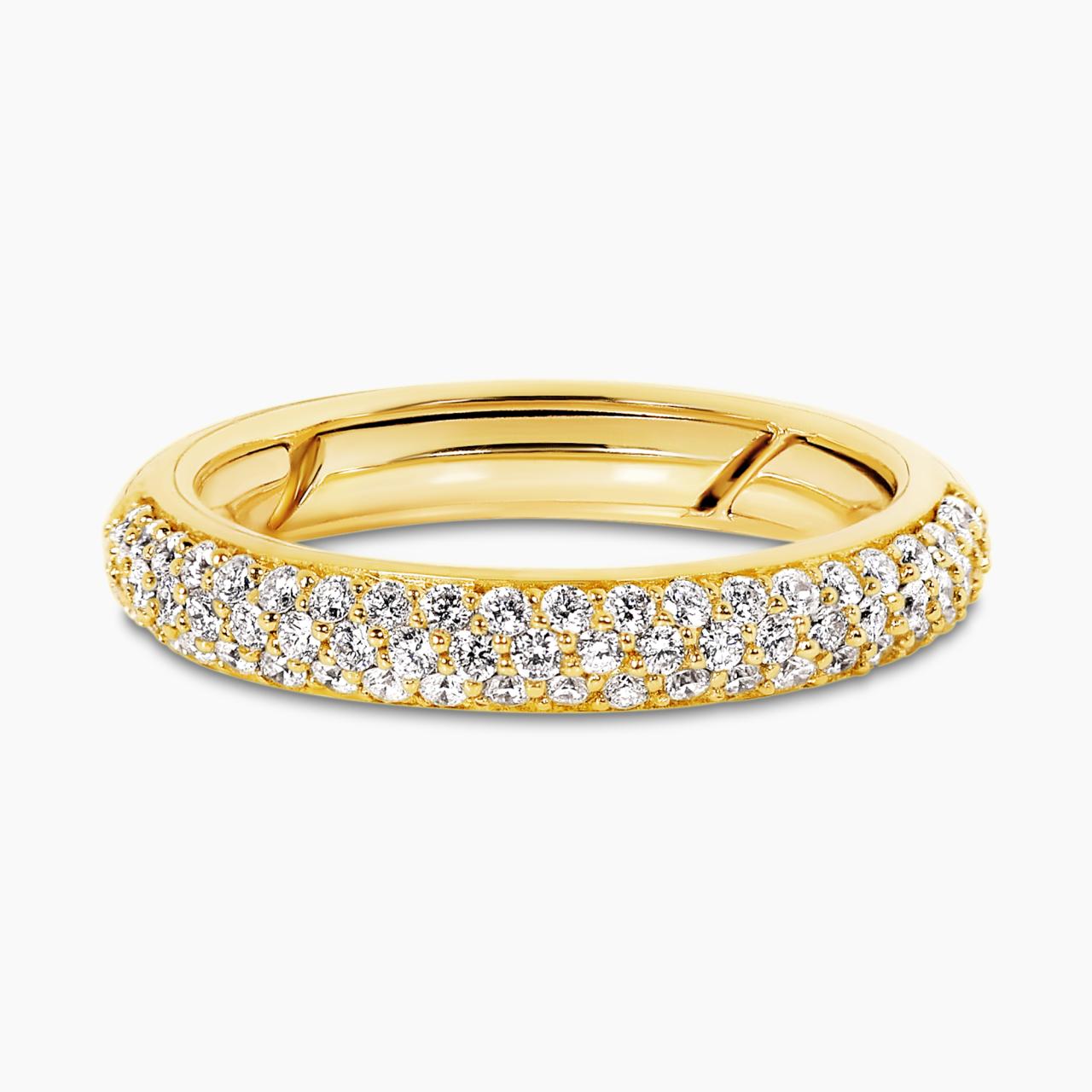 18ct yellow gold diamond pave set dome ring