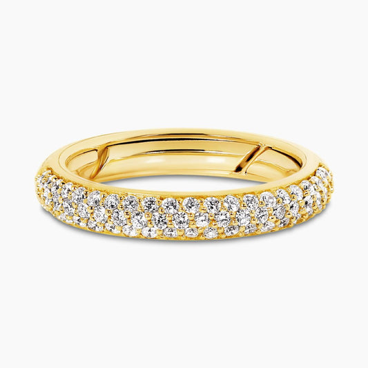 18ct yellow gold diamond pave set dome ring
