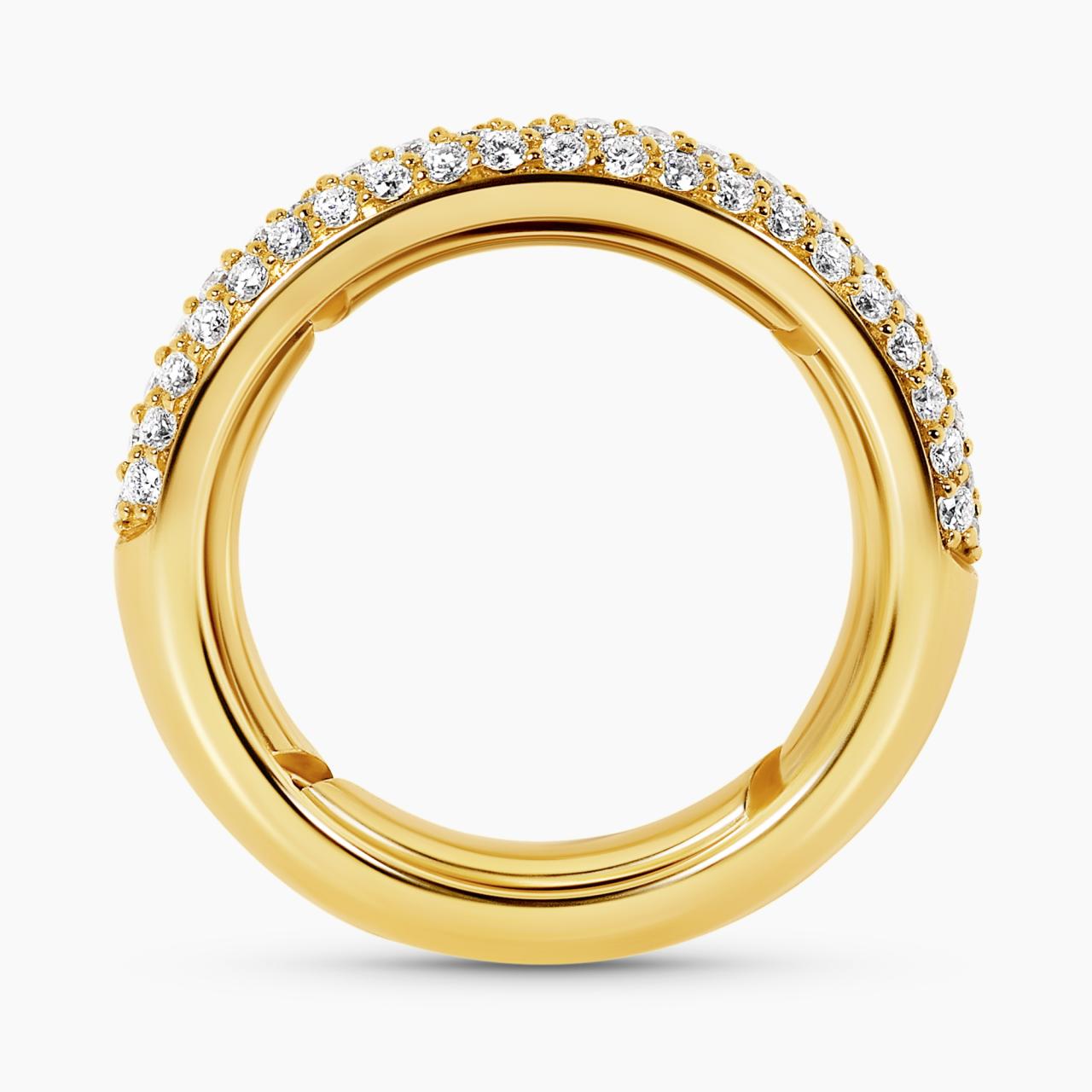 18ct yellow gold diamond pave set dome ring