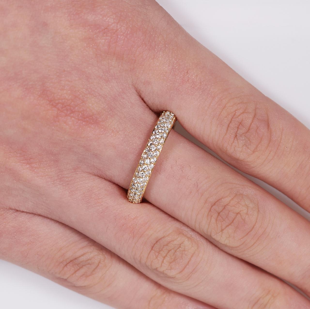 18ct yellow gold diamond pave set dome ring