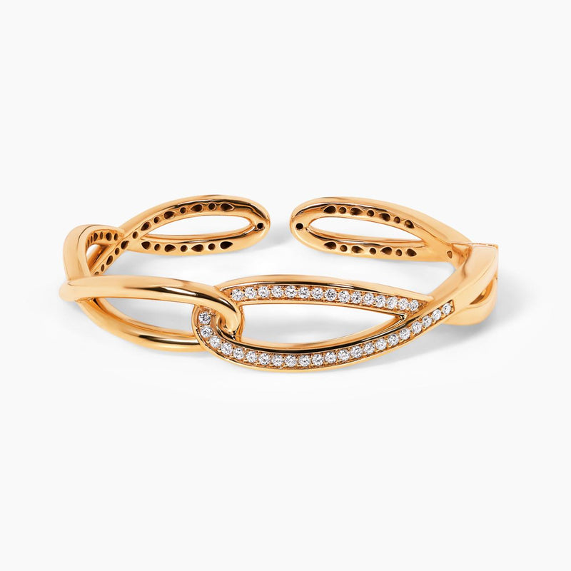 18ct rose gold diamond set hinged bangle