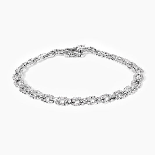 18ct white gold diamond pave set fancy link bracelet