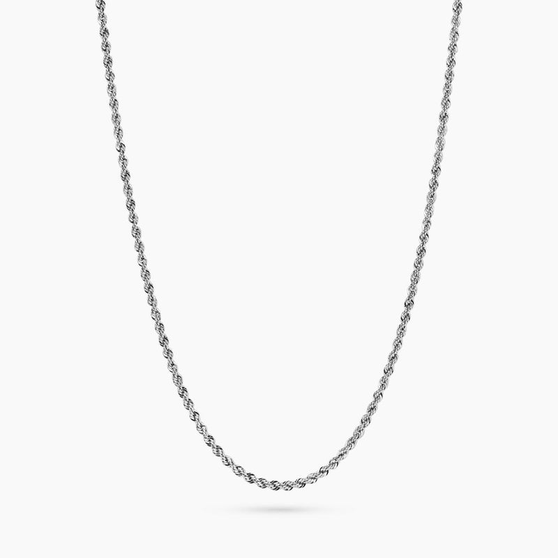 Platinum 45cm rope chain with a lobster clasp