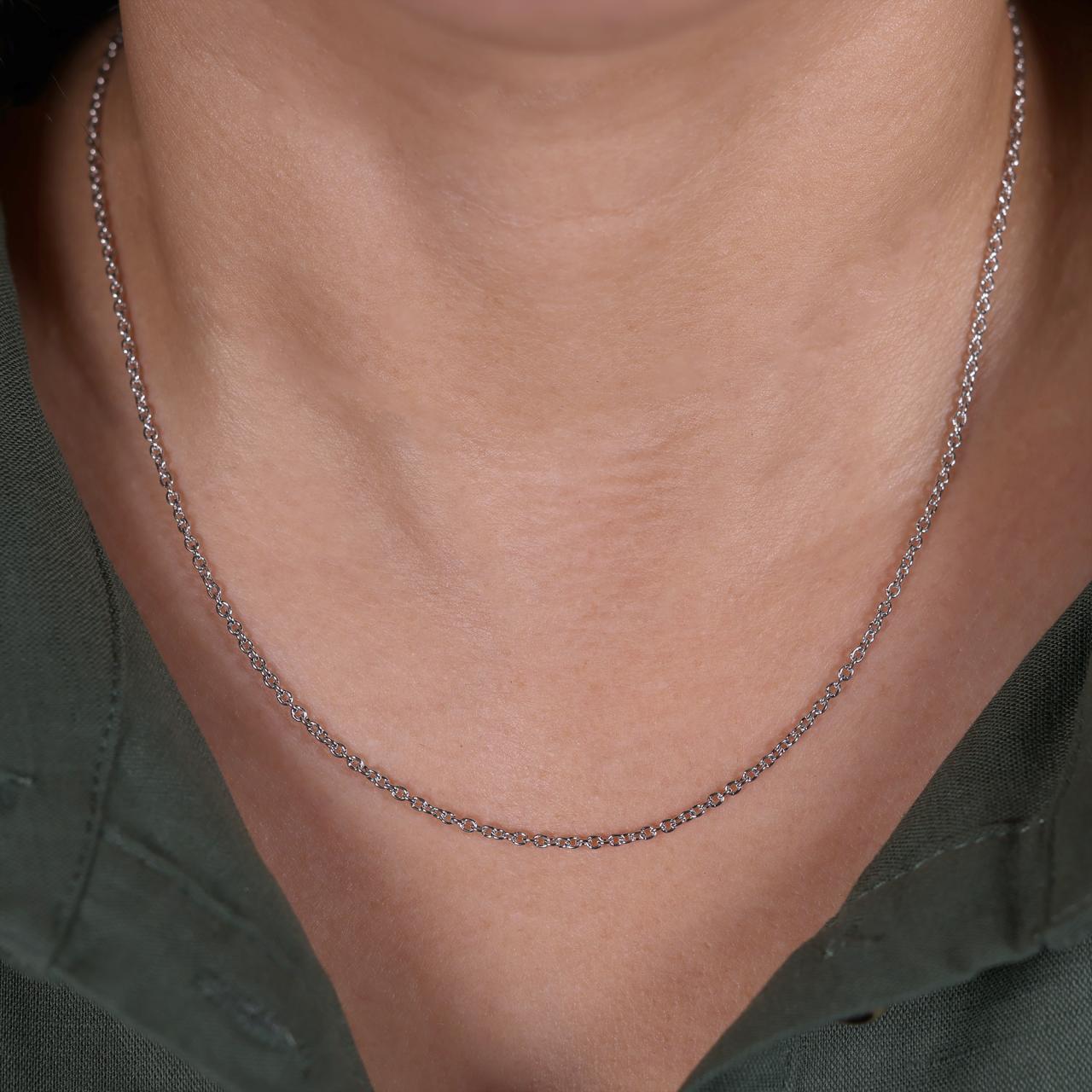 Platinum 45cm trace chain with a lobster clasp on the neck