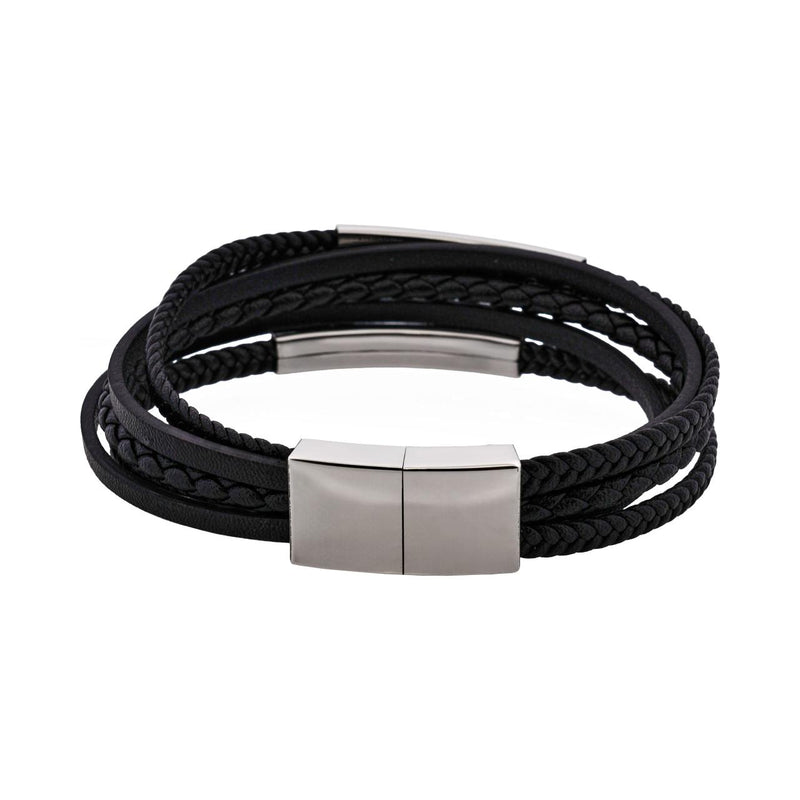 Sierra Black Multi-Strand Leather Bracelet 22cm