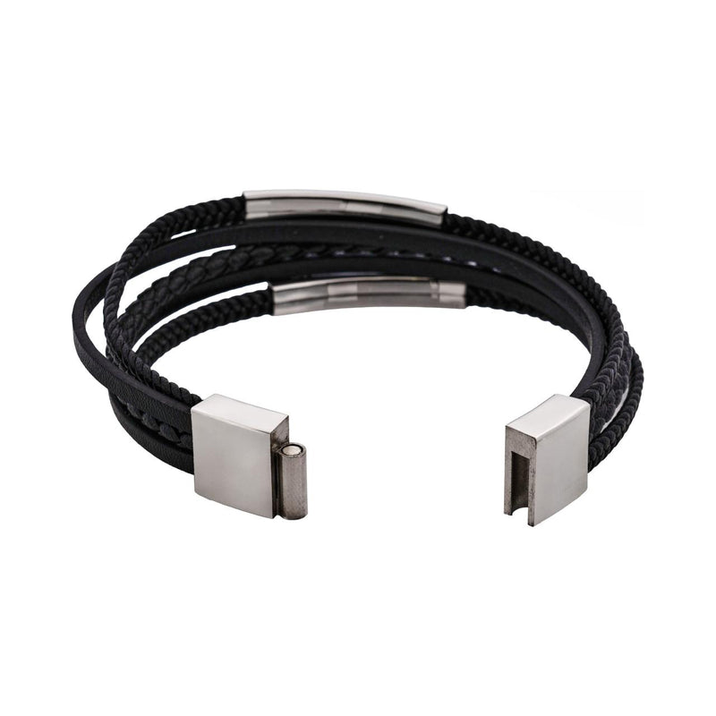 Sierra Black Multi-Strand Leather Bracelet 22cm