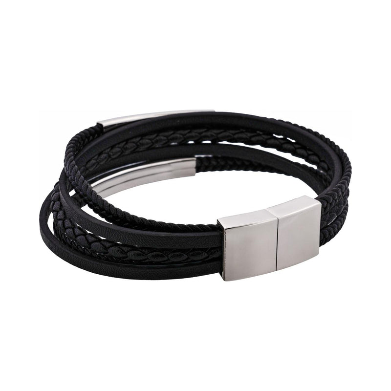 Sierra Black Multi-Strand Leather Bracelet 22cm