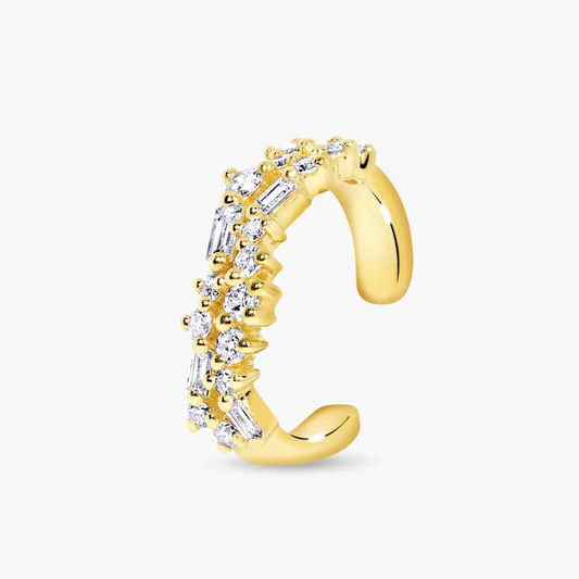 18ct yellow gold 20=0.46ct EF VS baguette and round brilliant cut lab grown diamond ear cuff
