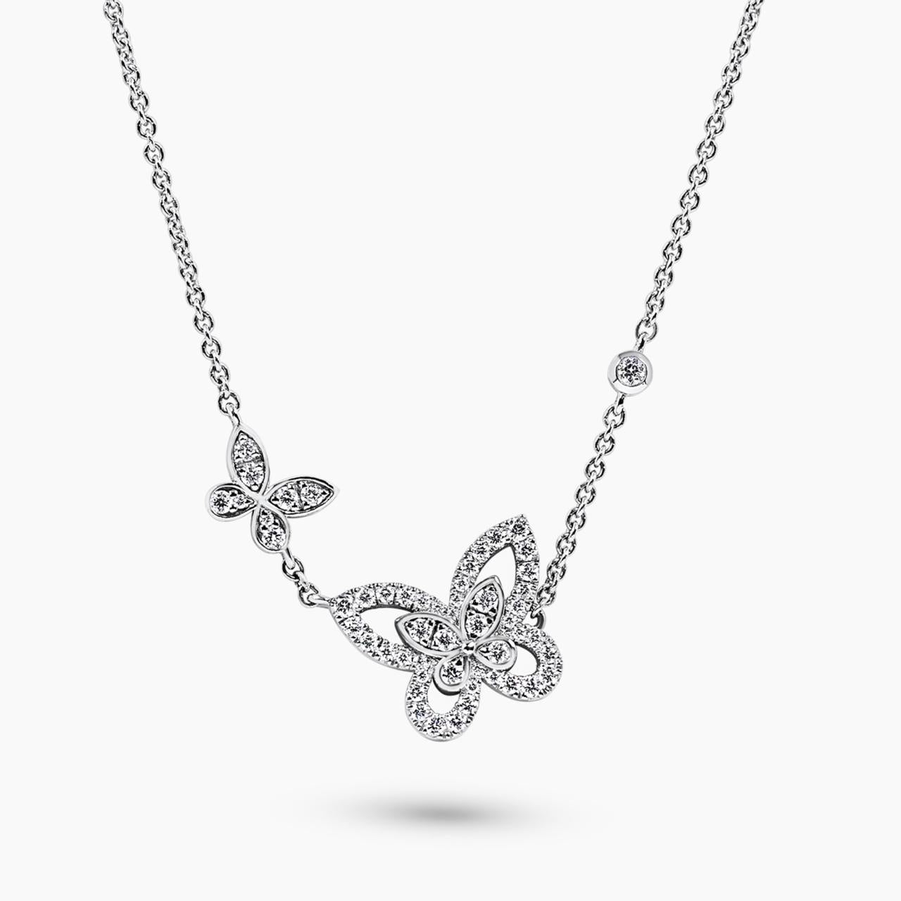 18ct white gold diamond butterfly necklace